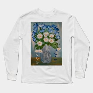 lovely vibrant bouquet of flowers in a silver vase .. Long Sleeve T-Shirt